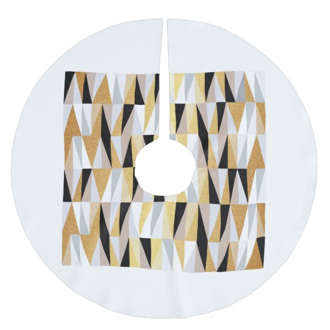 Scandinavian Triangles: Christmas Colour Pattern. Brushed Polyester Tree Skirt (Front)