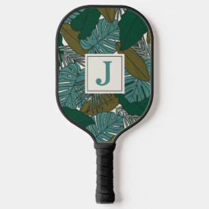 Scandinavian Tropical Leaves Custom Inital Pickleball Paddle