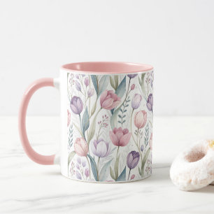 Scandinavian Tulip Floral Pattern Mug