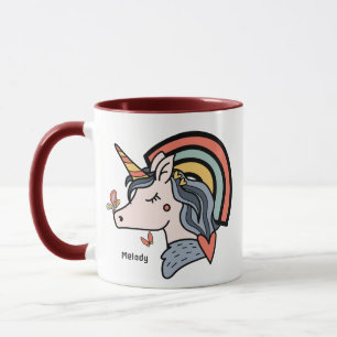 Scandinavian Unicorn Butterfly Custom Name       Mug