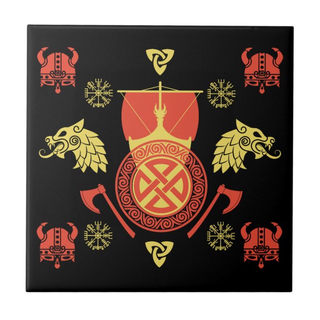 Scandinavian Viking Norsemen Home Decor Tile (Front)