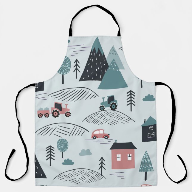 Scandinavian village, seamless rural pattern. apron (Front)