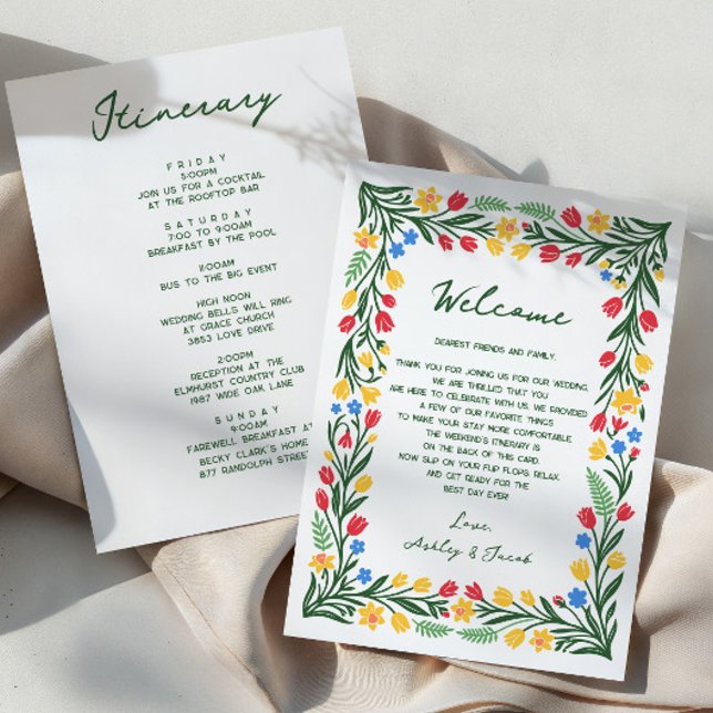 Scandinavian Wildflower Wedding Letter & Itinerary Programme (Creator Uploaded)