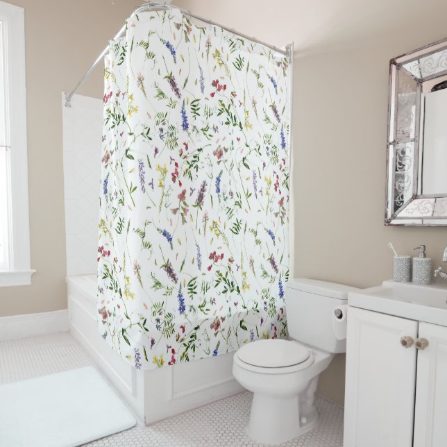 Scandinavian Wildflowers Meadow Shower Curtain (In Situ)