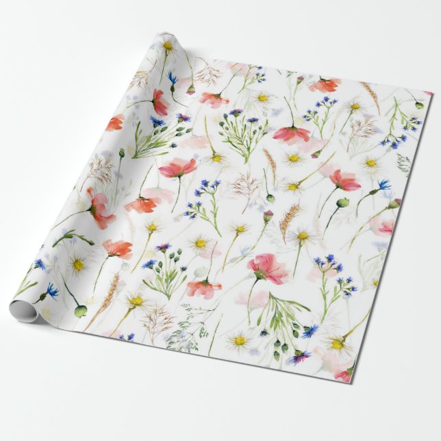 Scandinavian Wildflowers Meadow Wrapping Paper (Unrolled)
