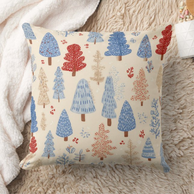 Scandinavian Winter Forest Pattern (1) Cushion (Blanket)