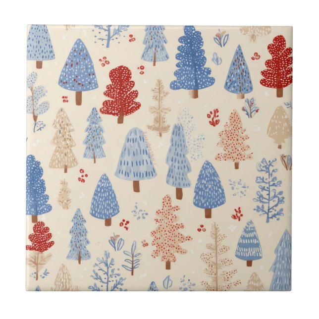 Scandinavian Winter Forest Pattern (1) Tile (Front)