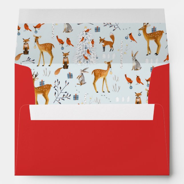 Scandinavian Woodland Animals Christmas Holiday Envelope (Back (Bottom))