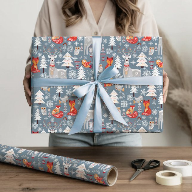 Scandinavian Woodland Animals Christmas Holiday    Wrapping Paper (Scandinavian Woodland Animals Christmas Holiday Wrapping Paper)