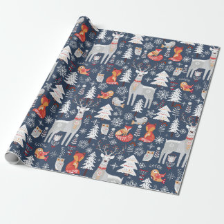 Scandinavian Woodland Animals Christmas Holiday Wrapping Paper
