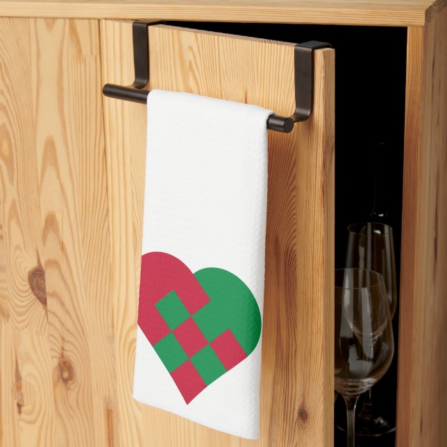 Scandinavian Yule Heart - Nordic Christmas Decor - Tea Towel (Thirds Fold)