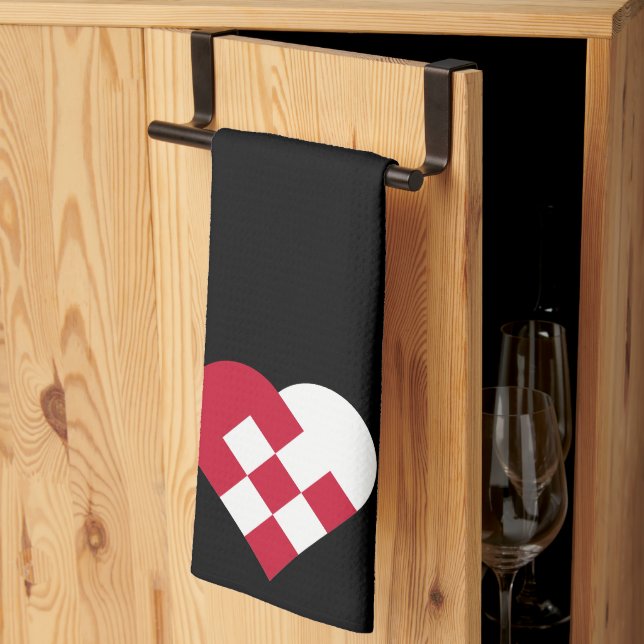 Scandinavian Yule Heart  Tea Towel (Thirds Fold)