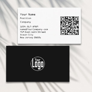 Scannable Black and White Company Business Card