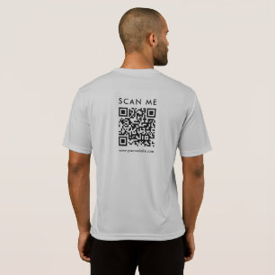 Scannable Company QR Code Mens Back Print Silver T-Shirt
