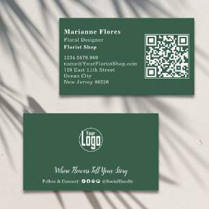 Scannable Green and White Florist Business Card