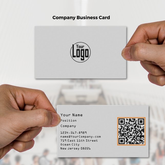 Scannable Grey Black & Orange Accents Company Business Card (Scannable Gray Black & Orange Accents Company Business Card)