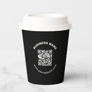scannable instant access qr,modern minimal black w paper cups