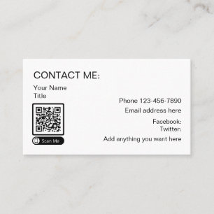 Scannable QR Code Business Contact Cards