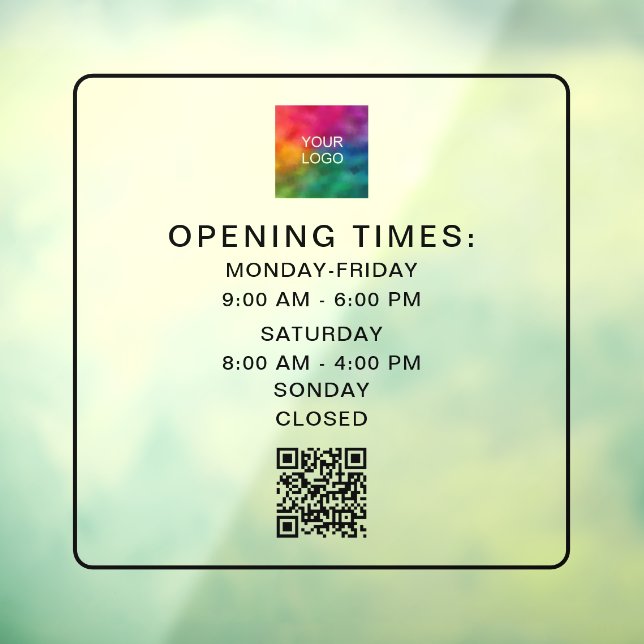Scannable QR Code Business Hours Upload Logo Sleek (Sheet 3)