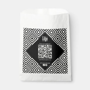 Scannable QR-code, CTA, www, Social Black & White  Favour Bags