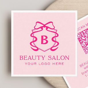 Scannable QR Code Modern Blush Pink Beauty Salon Square Business Card