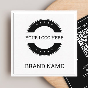 Scannable QR Code Modern Digital Black and White Square Business Card