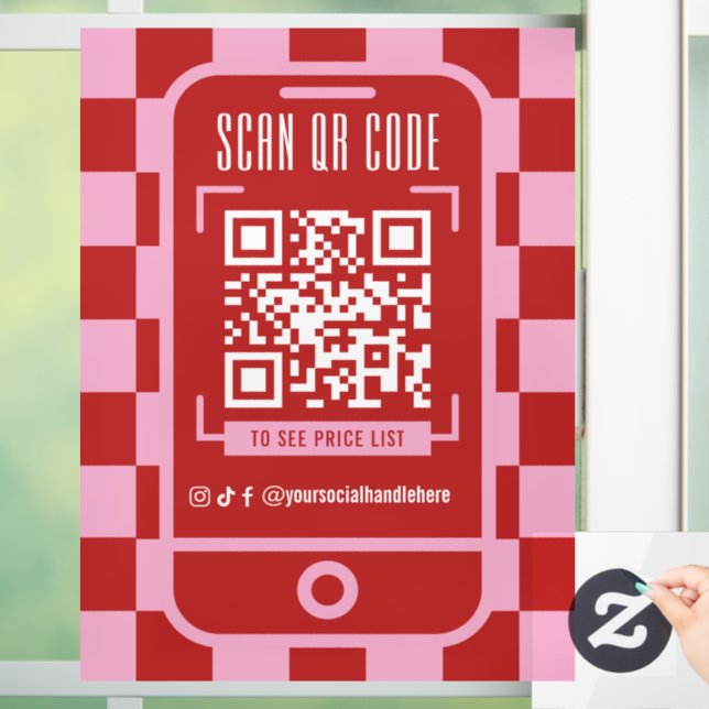 Scannable QR Code Retro Red & Pink Business Shop (Home)