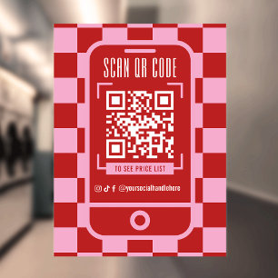 Scannable QR Code Retro Red & Pink Business Shop