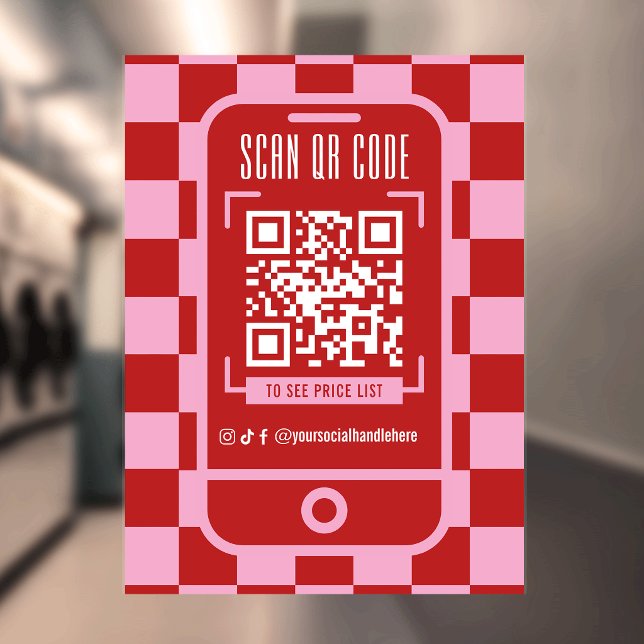 Scannable QR Code Retro Red & Pink Business Shop (Creator Uploaded)