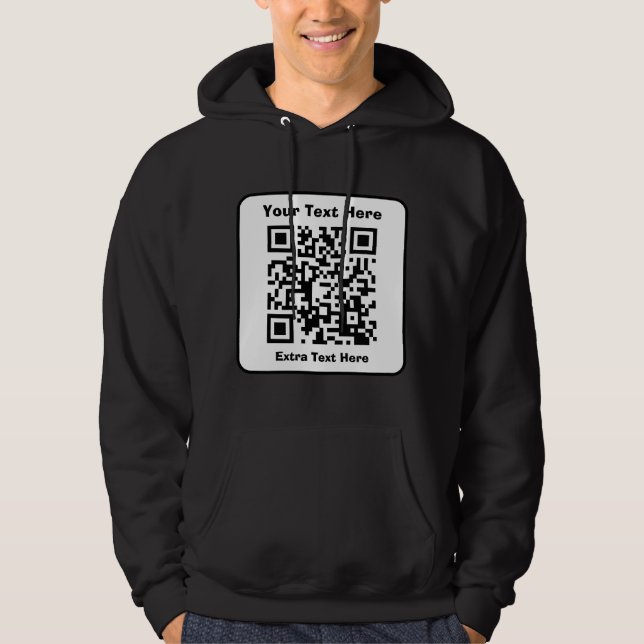 Scannable QR Code Template w/Editable Text Hoodie (Front)