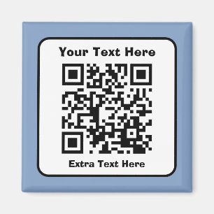 Scannable QR Code Template w/Editable Text Magnet