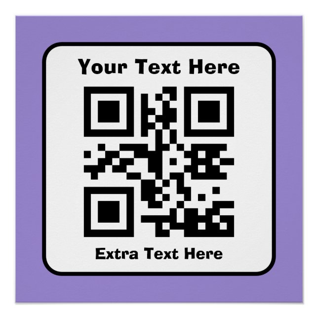 Scannable QR Code Template w/Editable Text Poster (Front)