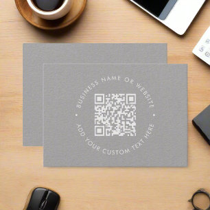 Scannable QR Code Website Social Media Grey Business Card