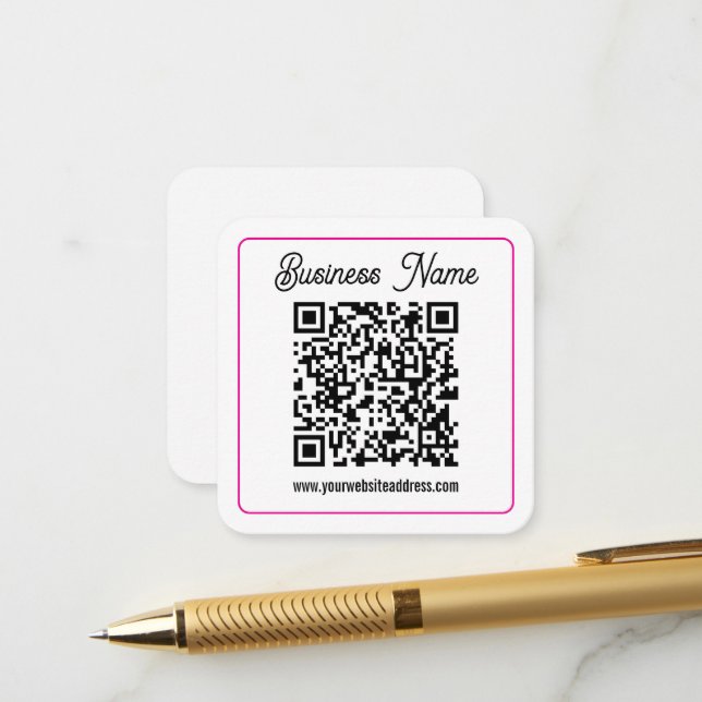 Scannable QR code with Cursive Script Handwriting Enclosure Card (Front/Back In Situ)