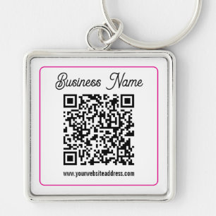 Scannable QR code with Cursive Script Handwriting Key Ring