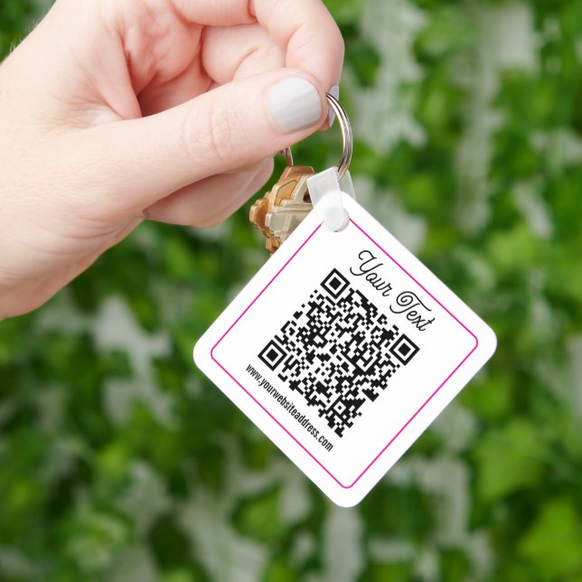 Scannable QR code with Cursive Script Handwriting Key Ring (Hand)
