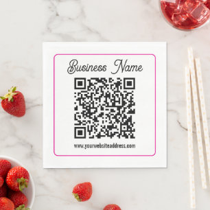 Scannable QR code with Cursive Script Handwriting Napkin