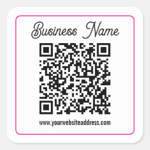 Scannable QR code with Cursive Script Handwriting Square Sticker