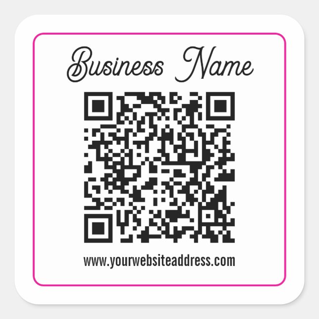 Scannable QR code with Cursive Script Handwriting Square Sticker (Front)