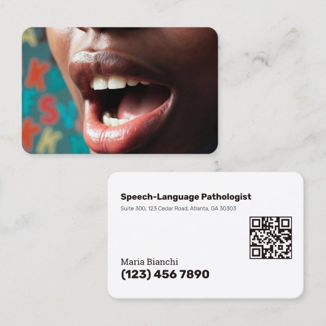 Scannable SLP Speech-Language Business Card (Front/Back)