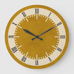 Scanned Kraft Paper Texture Strong Mustard Large Clock