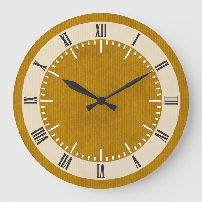 Scanned Kraft Paper Texture Strong Mustard Large Clock (Front)