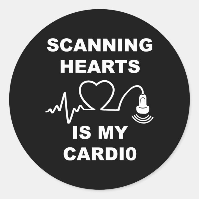 Scanning He Is My Cardio Cardiac Sonographer Echo  Classic Round Sticker (Front)