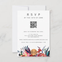 Scanning QR CODE floral elegant invitation RSVP