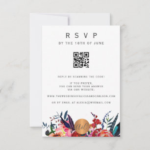 Scanning QR CODE floral elegant invitation RSVP 