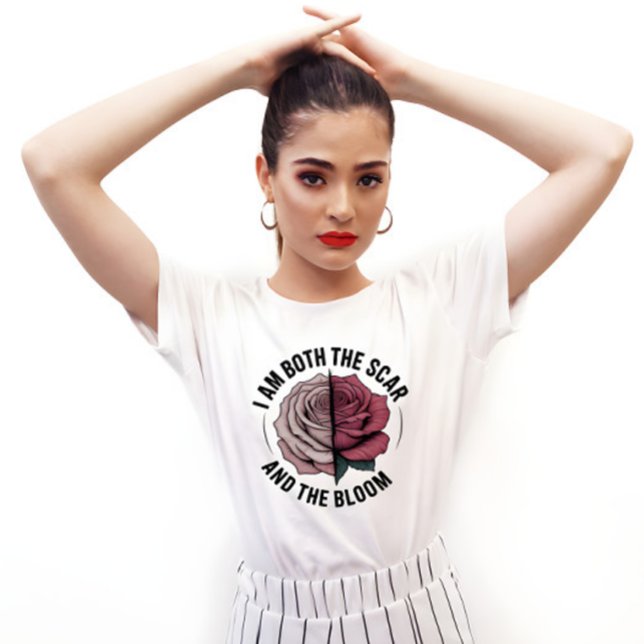 Scar & Bloom Minimalist Half-Rose Half-Scar T-Shirt (Creator Uploaded)