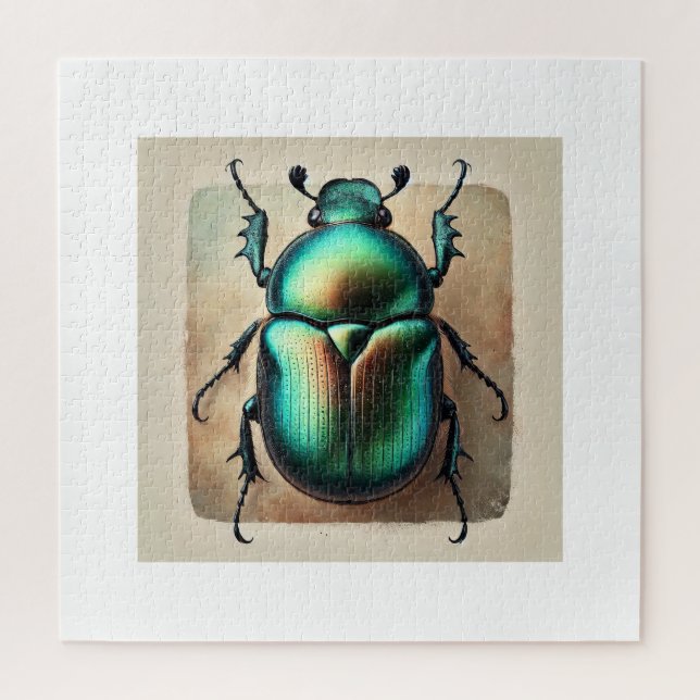 Scarab Beetle in Watercolor 040924IREF239 - Waterc Jigsaw Puzzle (Vertical)