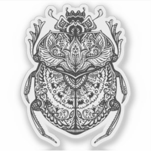 Scarab Egyptian New Age black & white hand drawn
