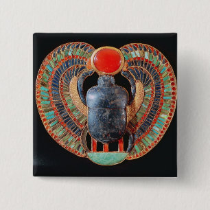 Scarab pectoral, from the tomb of Tutankhamun 15 Cm Square Badge
