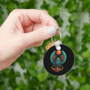 Scarab -Scarab Beetle - Winged Scarab- Sun Symbol Key Ring